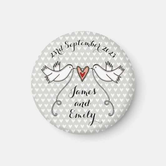 Persoonlijke Witte Doves Wedding Magnet Favor (Voorkant)