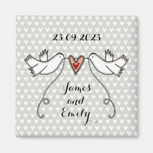 Persoonlijke Witte Doves Wedding Magnet Favor