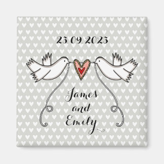 Persoonlijke Witte Doves Wedding Magnet Favor
