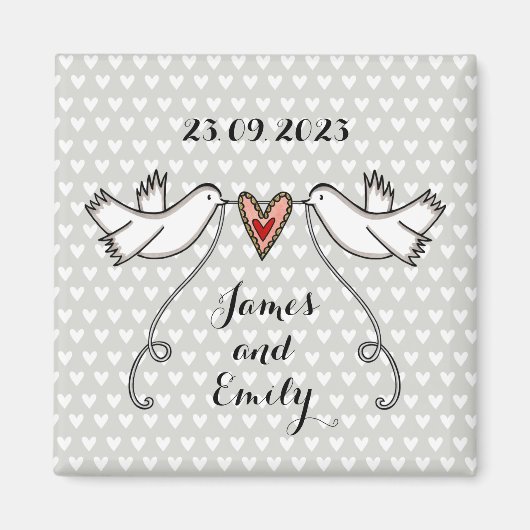 Persoonlijke Witte Doves Wedding Magnet Favor (Voorkant)