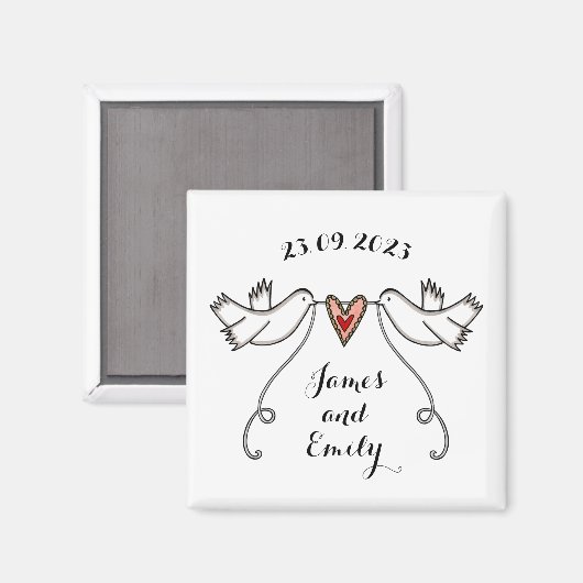 Persoonlijke Witte Doves Wedding Magnet Favor (Voorkant / Achterkant)
