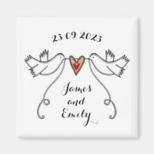 Persoonlijke Witte Doves Wedding Magnet Favor
