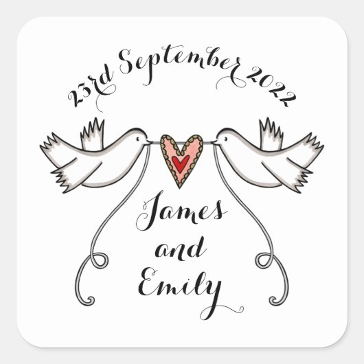 Persoonlijke witte doves Wedding Sticker Labels (Voorkant)