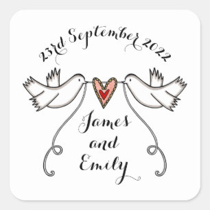 Persoonlijke witte doves Wedding Sticker Labels