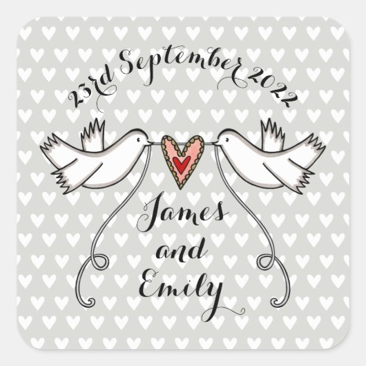 Persoonlijke witte doves Wedding Sticker Labels (Voorkant)