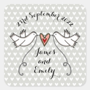 Persoonlijke witte doves Wedding Sticker Labels