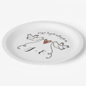 Persoonlijke Witte Duiven Bruiloft Eetpapier Bord (Gekanteld)