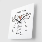 Persoonlijke witte duiven huwelijksgeschenk Acryli Vierkante Klok (Hoek)