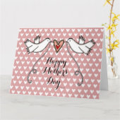 Persoonlijke Witte Duiven Moederdag Kaart (Gele Bloem)