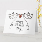 Persoonlijke Witte Duiven Moederdagkaart Kaart (Gele Bloem)