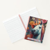 Persoonlijke witte eenhoorn bloem portret notitieboek (Binnen)