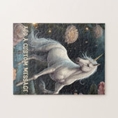 Persoonlijke Witte Eenhoorn Bloemen Legpuzzel (Horizontaal)