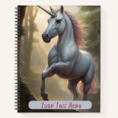 Persoonlijke Witte Eenhoorn in Bos Notitieboek (Voorkant)