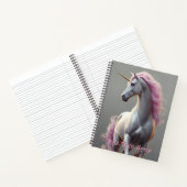 Persoonlijke Witte Eenhoorn met Roze Manen Notitieboek (Binnen)