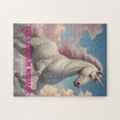 Persoonlijke Witte Eenhoorn Wolken Legpuzzel (Horizontaal)