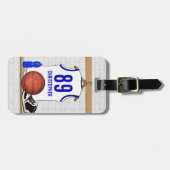 Persoonlijke Witte en Blauwe Basketball Jersey Bagagelabel (Voorkant horizontaal)