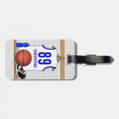 Persoonlijke Witte en Blauwe Basketball Jersey Bagagelabel (Achterkant horizontaal)