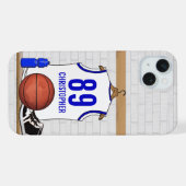 Persoonlijke Witte en Blauwe Basketball Jersey iPhone Hoesje (Achterkant horizontaal)