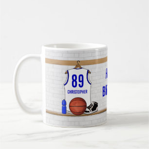 Persoonlijke Witte en Blauwe Basketball Jersey Koffiemok