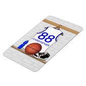 Persoonlijke Witte en Blauwe Basketball Jersey Magneet (Linkerzijde)