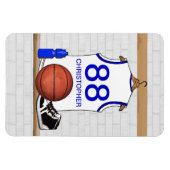 Persoonlijke Witte en Blauwe Basketball Jersey Magneet (Horizontaal)