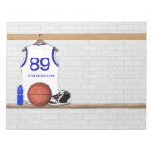 Persoonlijke Witte en Blauwe Basketball Jersey Notitieblok (Voorkant)