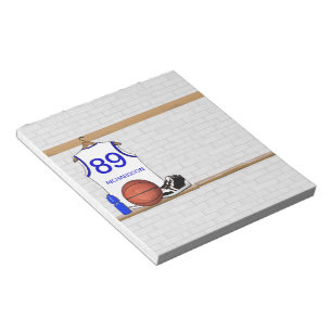 Persoonlijke Witte en Blauwe Basketball Jersey Notitieblok