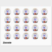 Persoonlijke Witte en Blauwe Basketball Jersey Ronde Sticker (Vel)