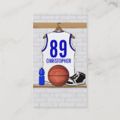 Persoonlijke Witte en Blauwe Basketball Jersey Visitekaartje (Achterkant)