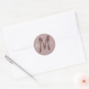 Persoonlijke witte en roze gouden paisley ronde sticker