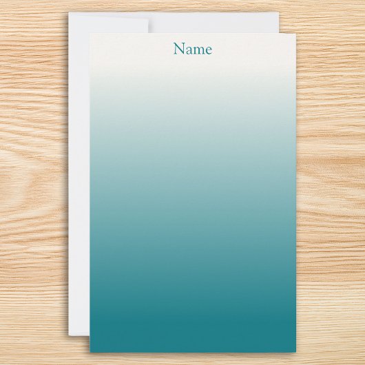Persoonlijke witte en turquoise ombre briefpapier