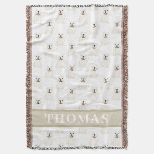 Persoonlijke witte Engelse Bulldog Deken (Voorkant Verticaal)