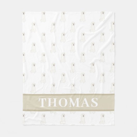 Persoonlijke Witte Gouden Doodle Hond Fleece Deken (Voorkant)