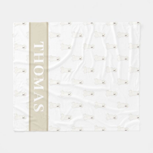Persoonlijke Witte Gouden Doodle Hond Fleece Deken (Voorkant (Horizontaal))