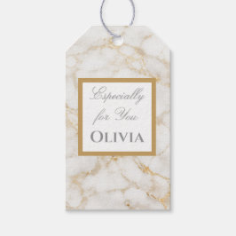 Persoonlijke witte & gouden marmeren cadeautags cadeaulabel