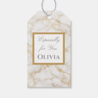 Persoonlijke witte & gouden marmeren cadeautags cadeaulabel