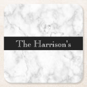 Persoonlijke witte grijs en zwarte marmer kartonnen onderzetters (Voorkant)