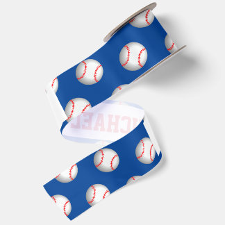 Persoonlijke witte honkbal met rode stiksels satijnen lint
