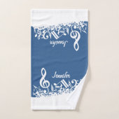 Persoonlijke witte joumloge muzieknotities op blau bad handdoek (Handdoek)