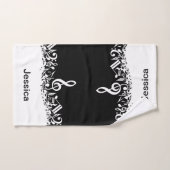 Persoonlijke witte joumloge muzieknotities op zwar bad handdoek (Handdoek)