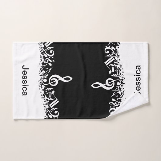 Persoonlijke witte joumloge muzieknotities op zwar bad handdoek (Handdoek)