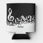 Persoonlijke witte joumloge muzieknotities op zwar blikjeskoeler (Voorkant)