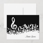 Persoonlijke witte joumloge muzieknotities op zwar briefkaart (Voorkant / Achterkant)