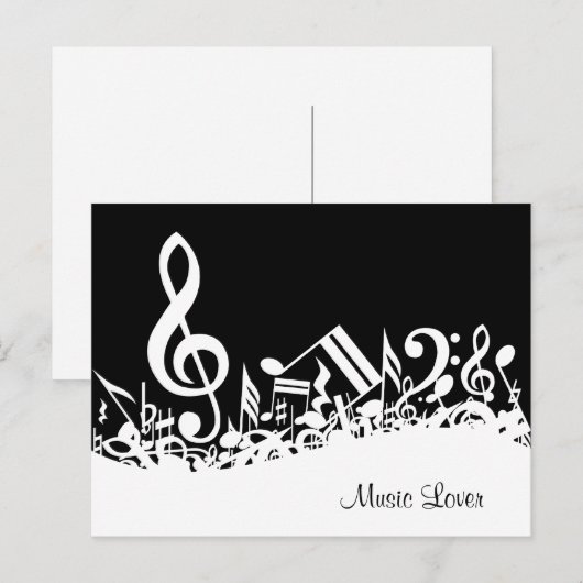Persoonlijke witte joumloge muzieknotities op zwar briefkaart (Voorkant / Achterkant)