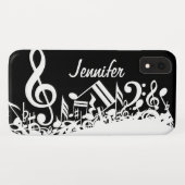 Persoonlijke witte joumloge muzieknotities op zwar Case-Mate iPhone case (Achterkant (horizontaal))