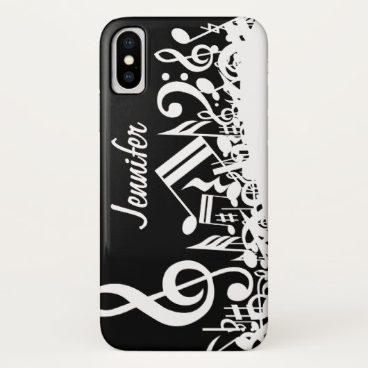 Persoonlijke witte joumloge muzieknotities op zwar Case-Mate iPhone case (Achterkant)