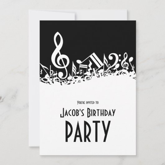 Persoonlijke witte joumloge muzieknotities op zwar kaart (Voorkant)