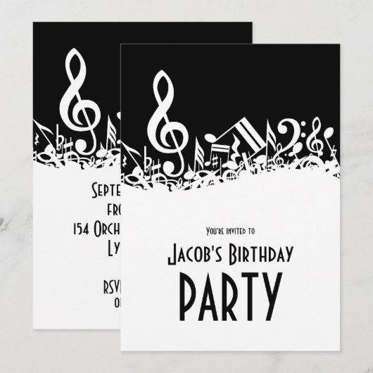 Persoonlijke witte joumloge muzieknotities op zwar kaart (Voorkant / Achterkant)