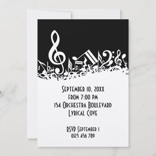 Persoonlijke witte joumloge muzieknotities op zwar kaart (Achterkant)