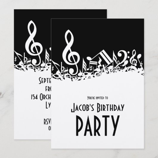 Persoonlijke witte joumloge muzieknotities op zwar kaart (Voorkant / Achterkant)